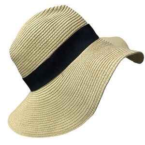 Gap Floppy Wide Brim Woven Paper Beach Hat EUC